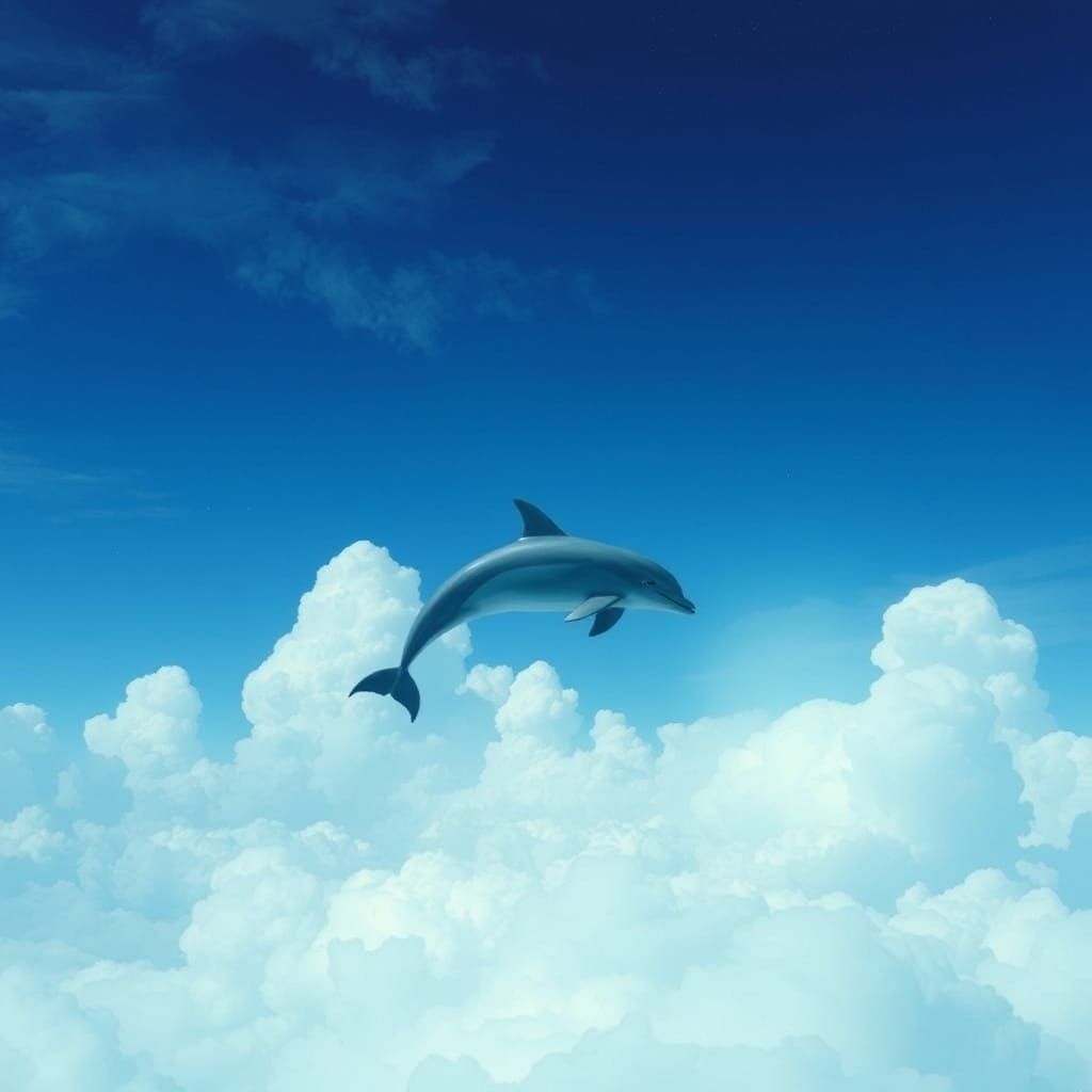 Dolphin in Ocean Liminal Space Cloudscape