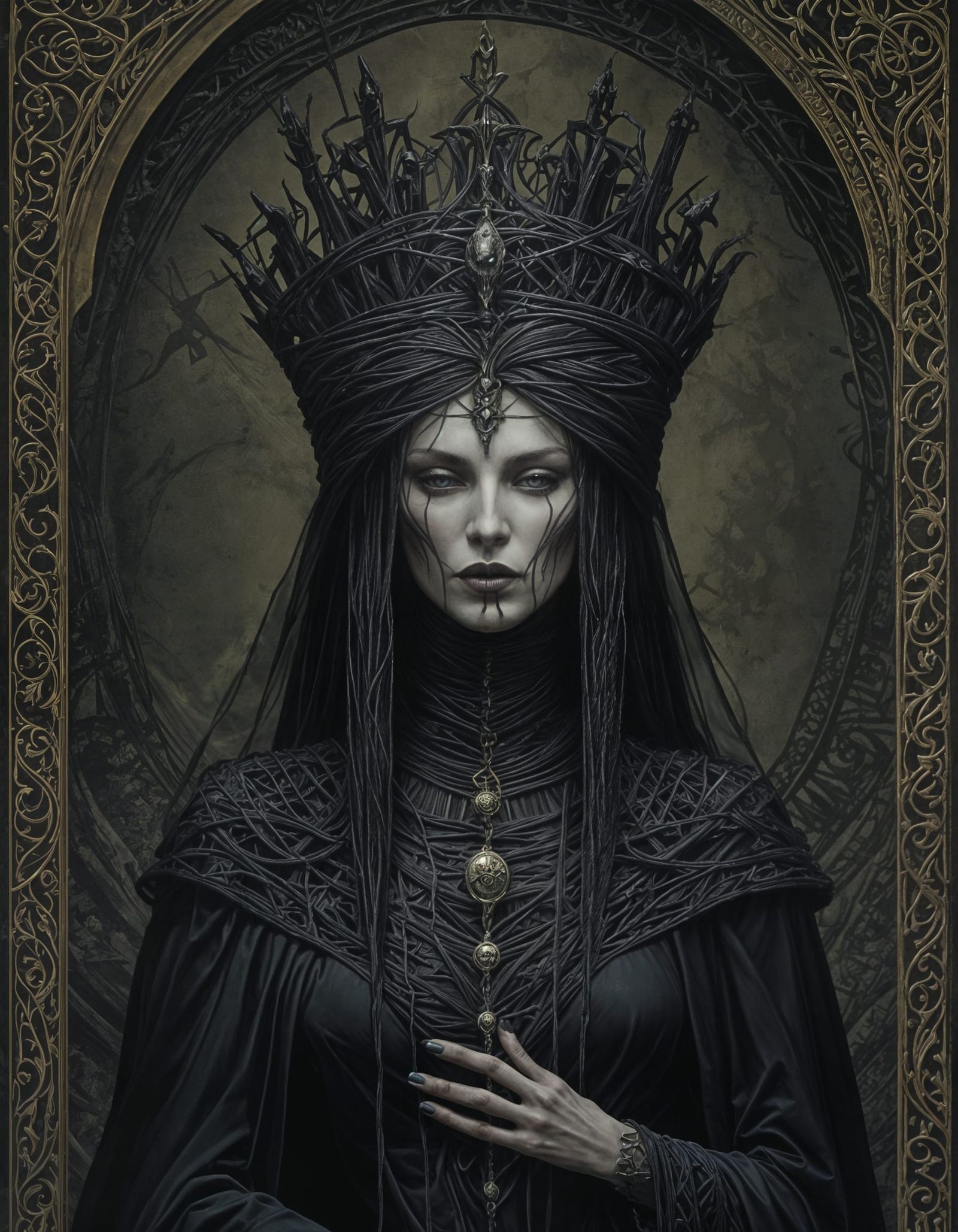 Sinister Gothic Empress Tarot Card