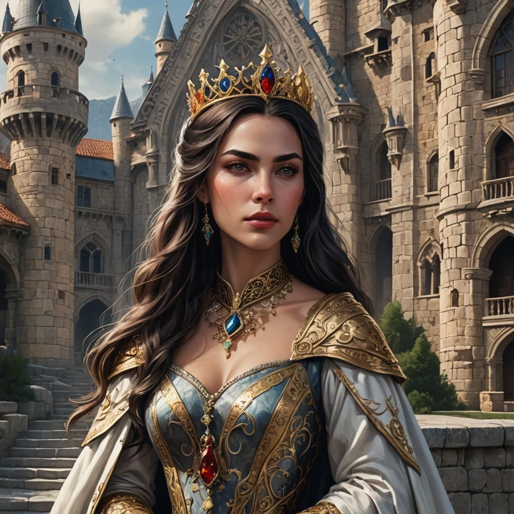 Sorceress Queen in Lavish Castle, Dark Fantasy Art