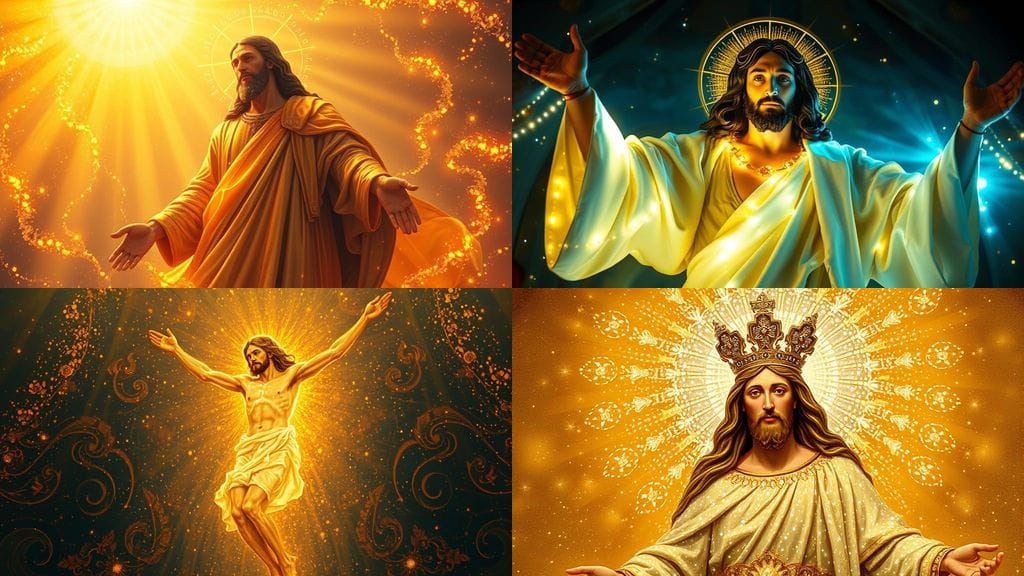 Glimmering Lights Surround the Resurrected Christ