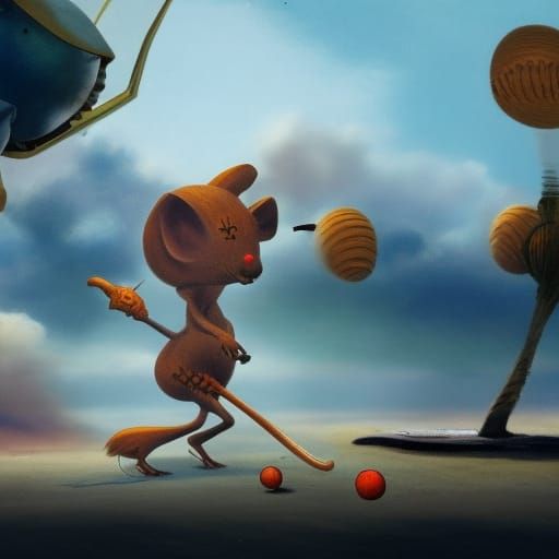 Alien Mice Play Baseball in Post-Apocalyptic Style