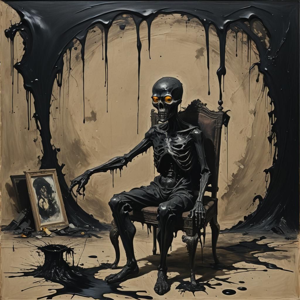 Surreal Dark Fantasy Oil Paint Demise in Anime Style