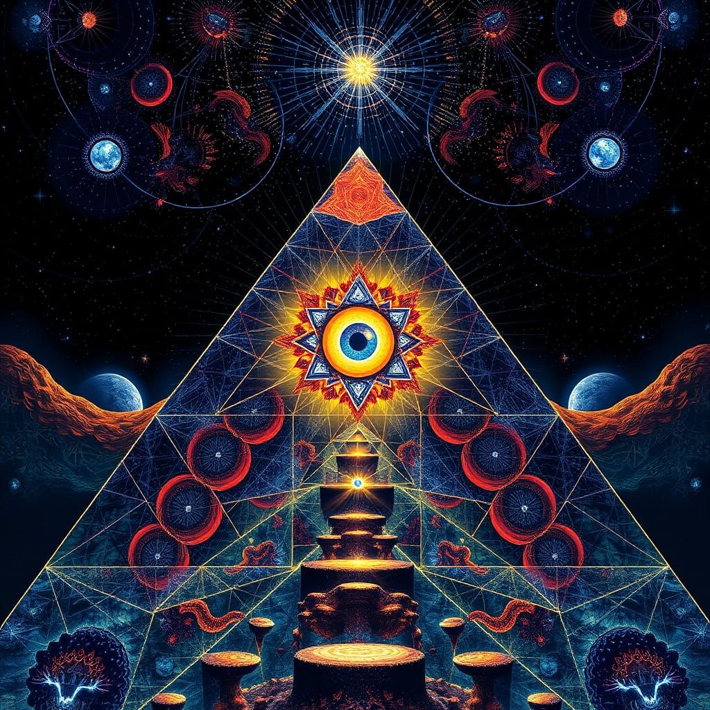 Luminous Third Eye in Pyramid, Visionary Art