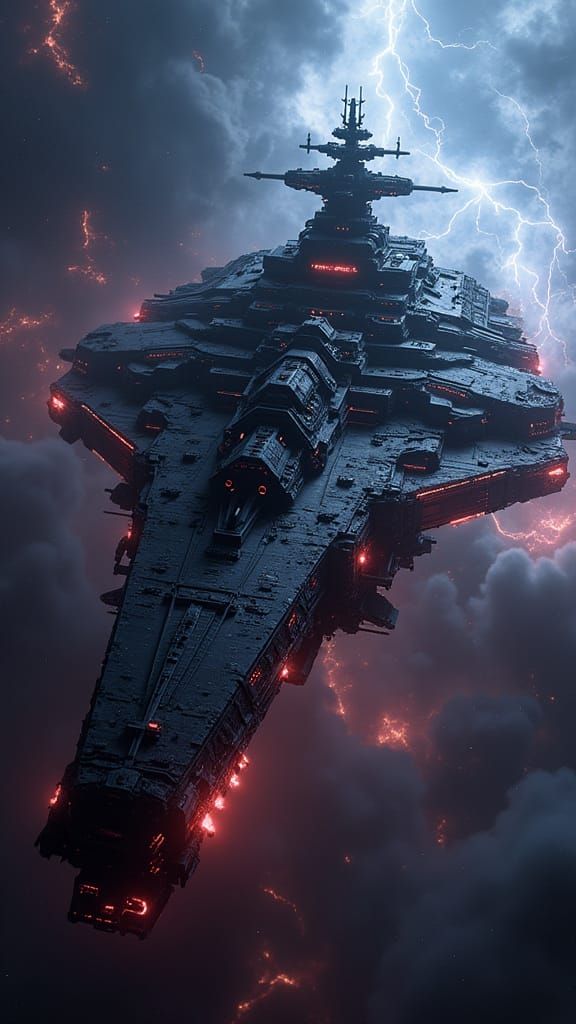 Massive Warship in Electric Nebula
