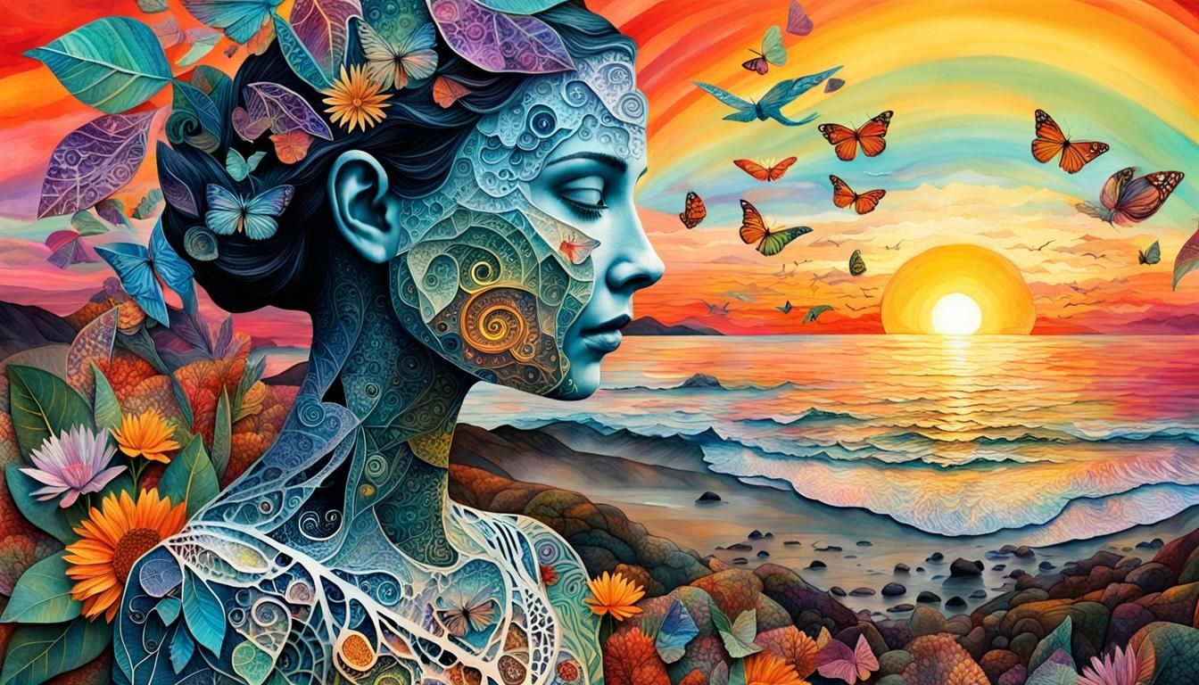 Mesmerizing Bio Art Paper Collage in 8K