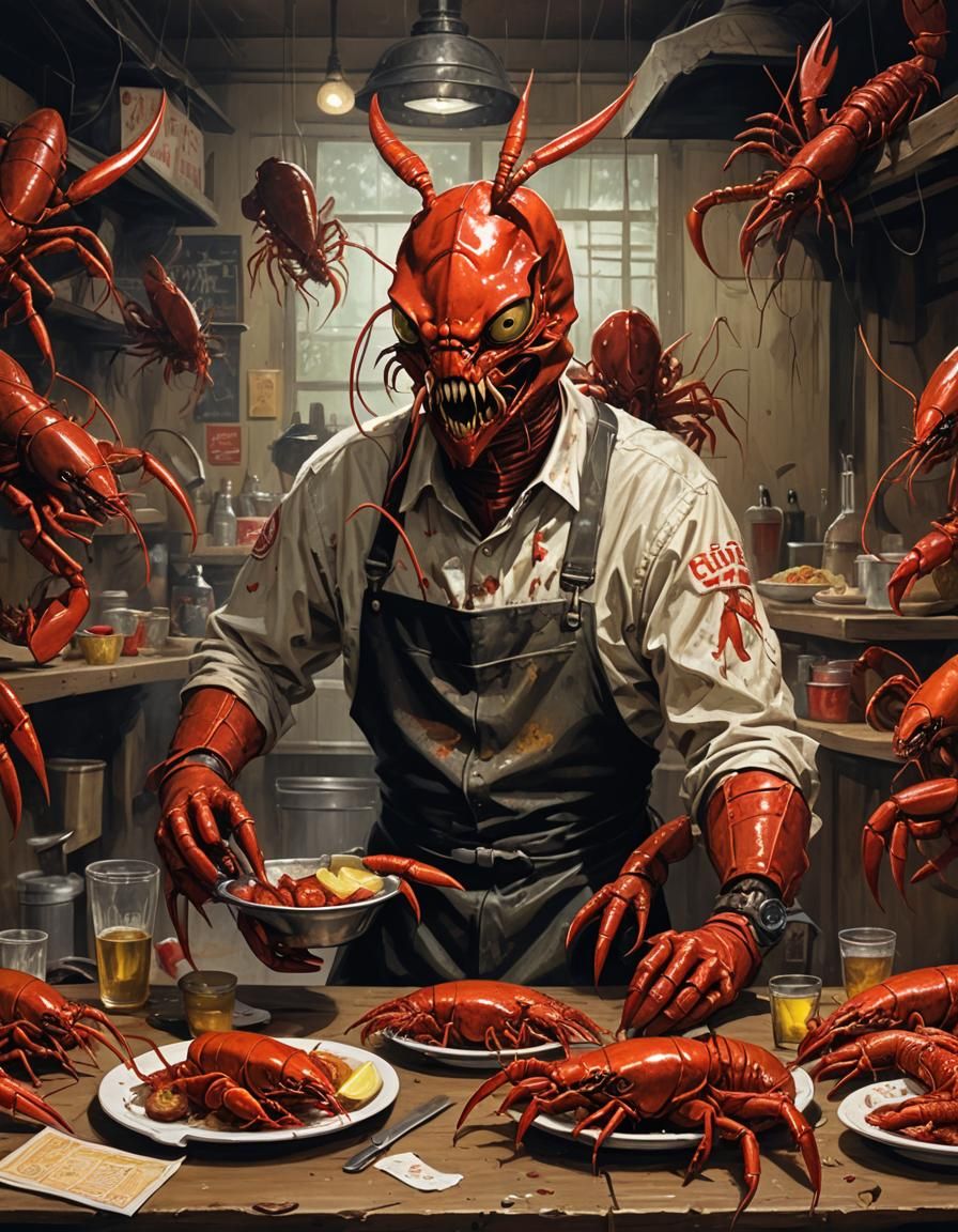 Sinister Crawfish in Horror Cajun Restaurant