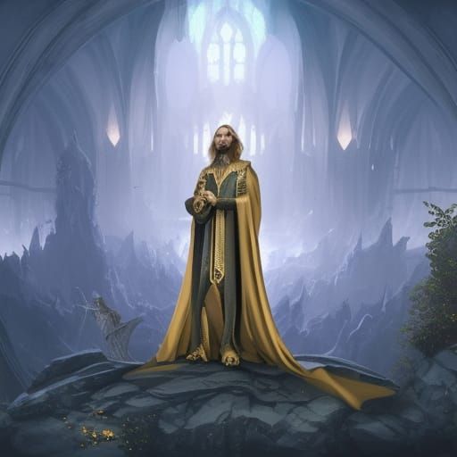 Fantasy Priest Casting Holy Magic in D&D Style