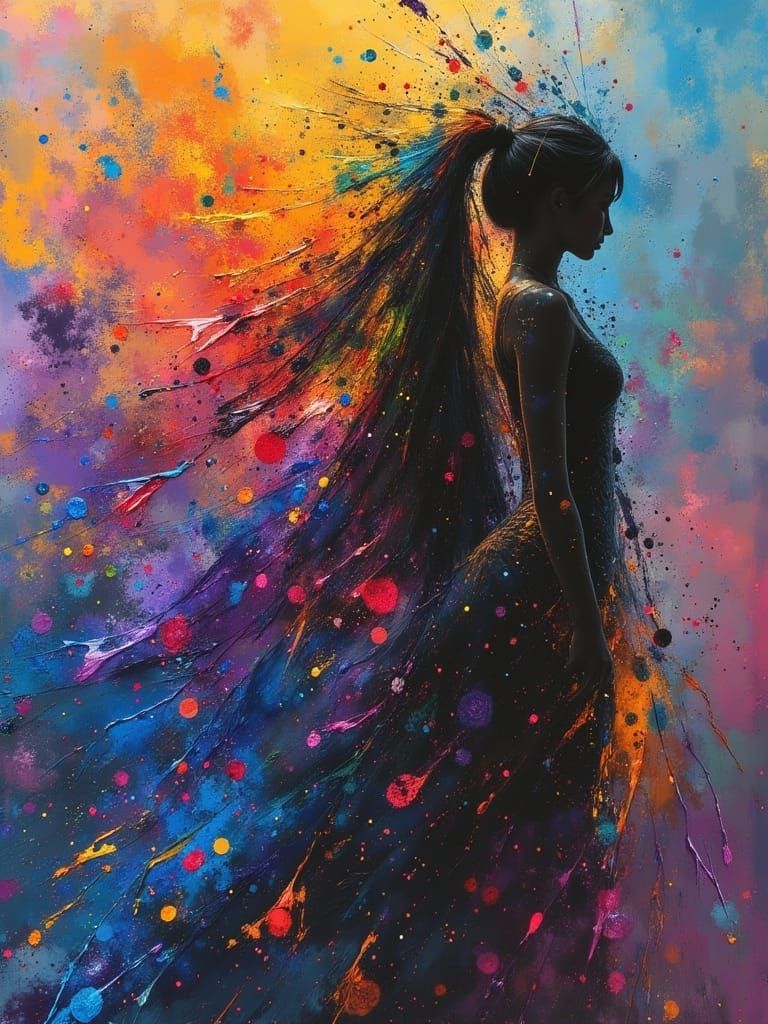 Beautiful Lady in Vibrant Expressive Colors