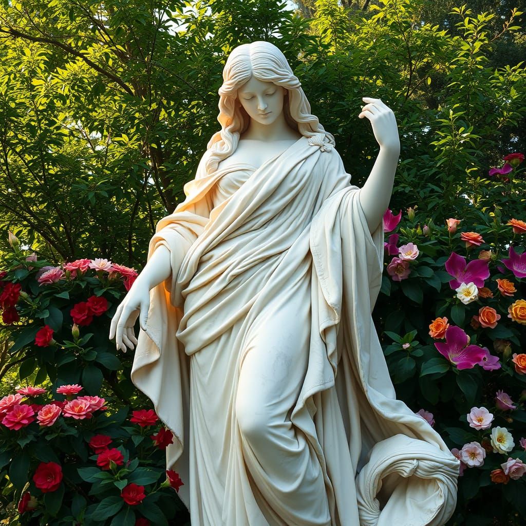 Elegant Neoclassical Goddess in Serene Landscape