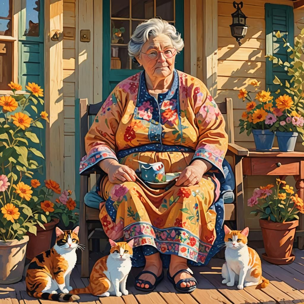 fat granny with cats