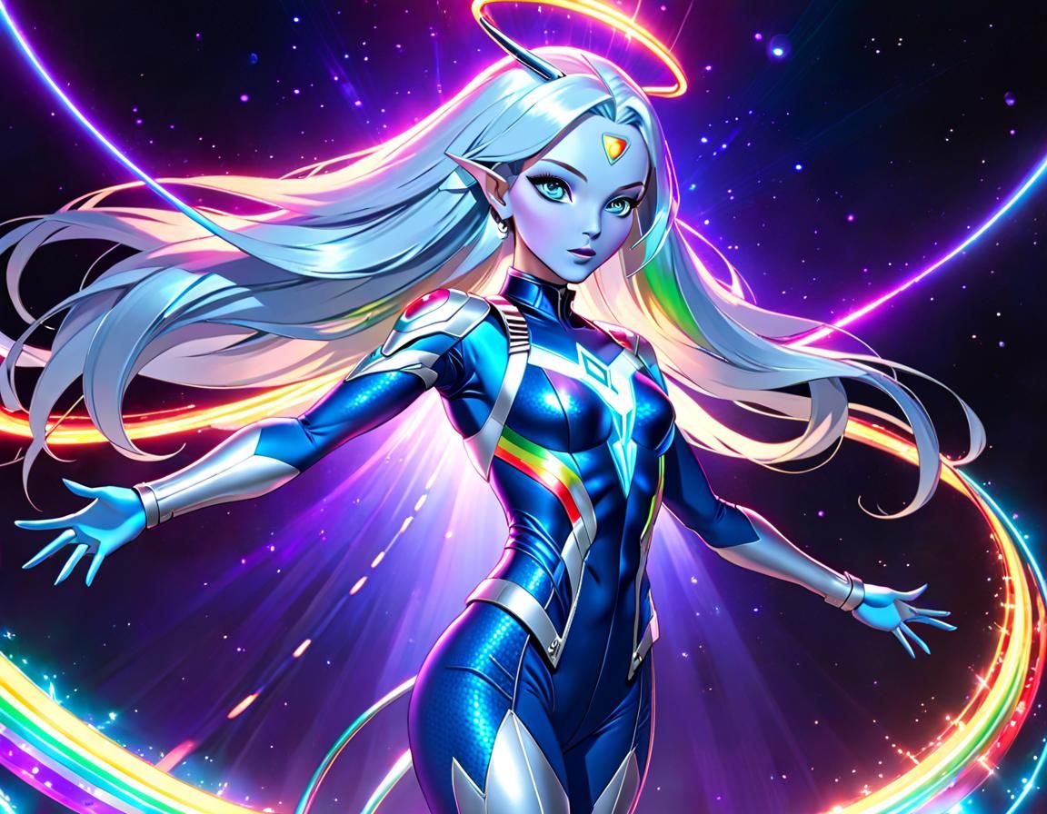 Alien Girl's Heroic Entrance in Cosmic Style