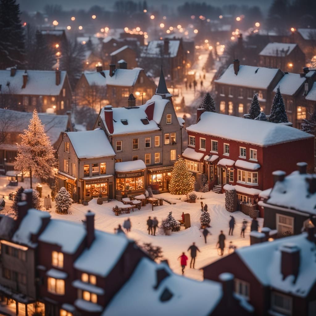 Charming Christmas Town in Wes Anderson Style