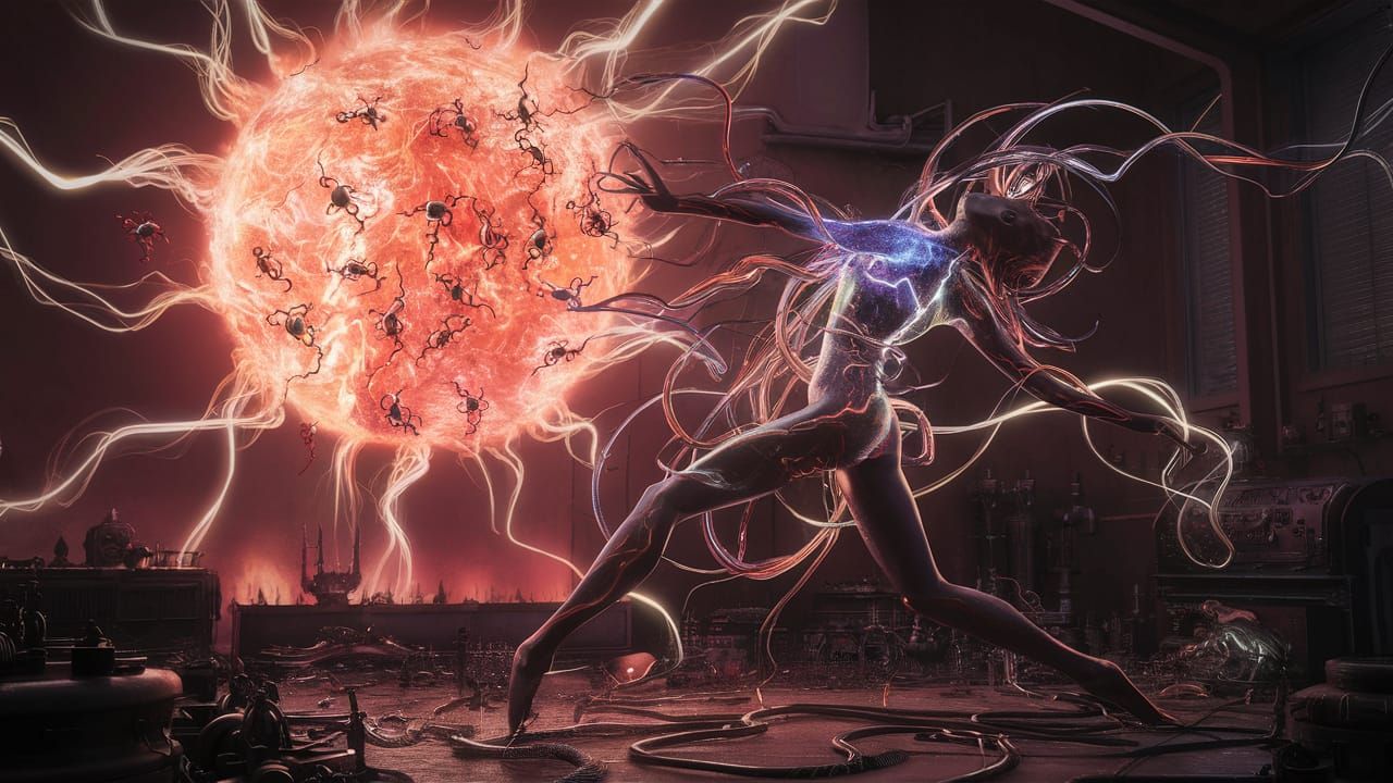 Nanites Dance on Exploding Sun, Steampunk Style