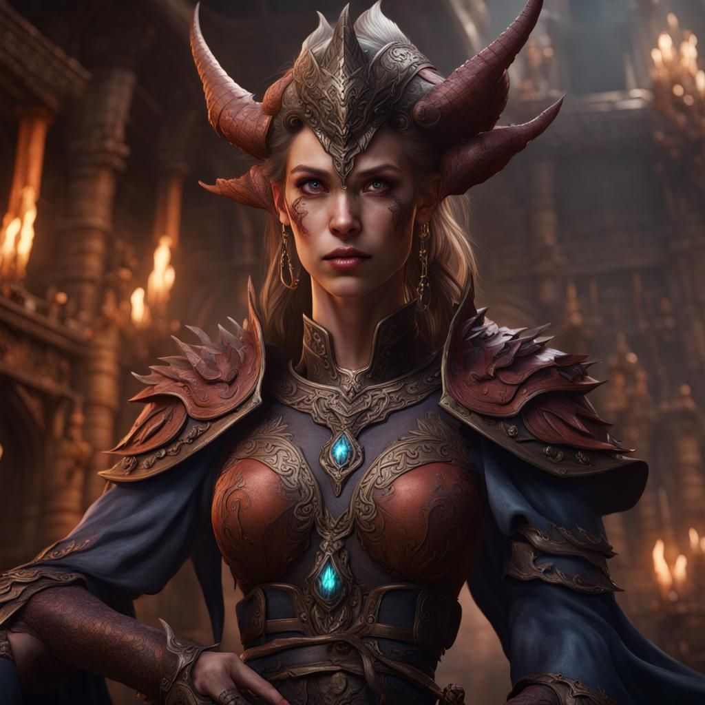 Female Dhamphir in Detailed Fantasy Art