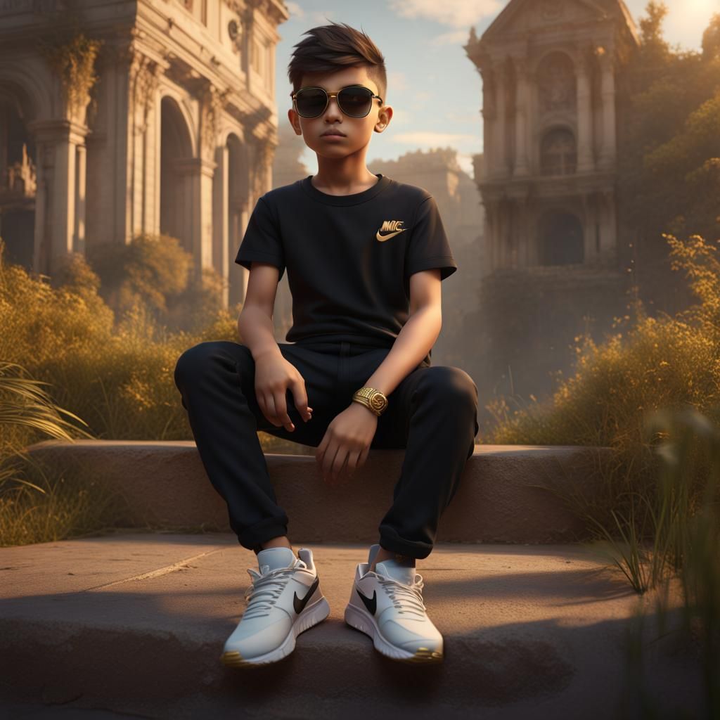 Boy with Sunglasses in Detailed Digital Painting