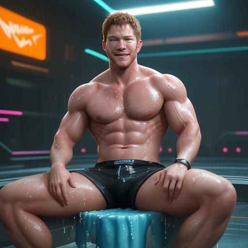 Chris Pratt Look-Alike as Cyberpunk Bodybuilder