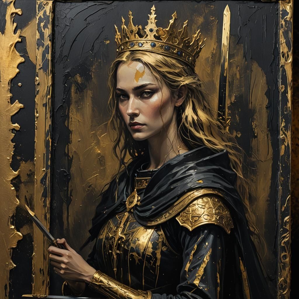 Dramatic Tarot Card Queen of Swords Painting