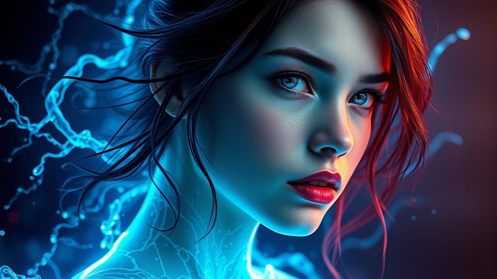 Ethereal Woman with Flowing Plasma Form