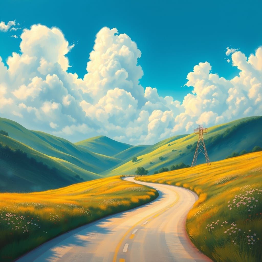 Winding Road to Heaven: A Landscape Painting