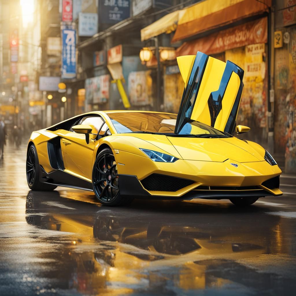 Yellow Lamborghini Zapato in Japan: Splash Art