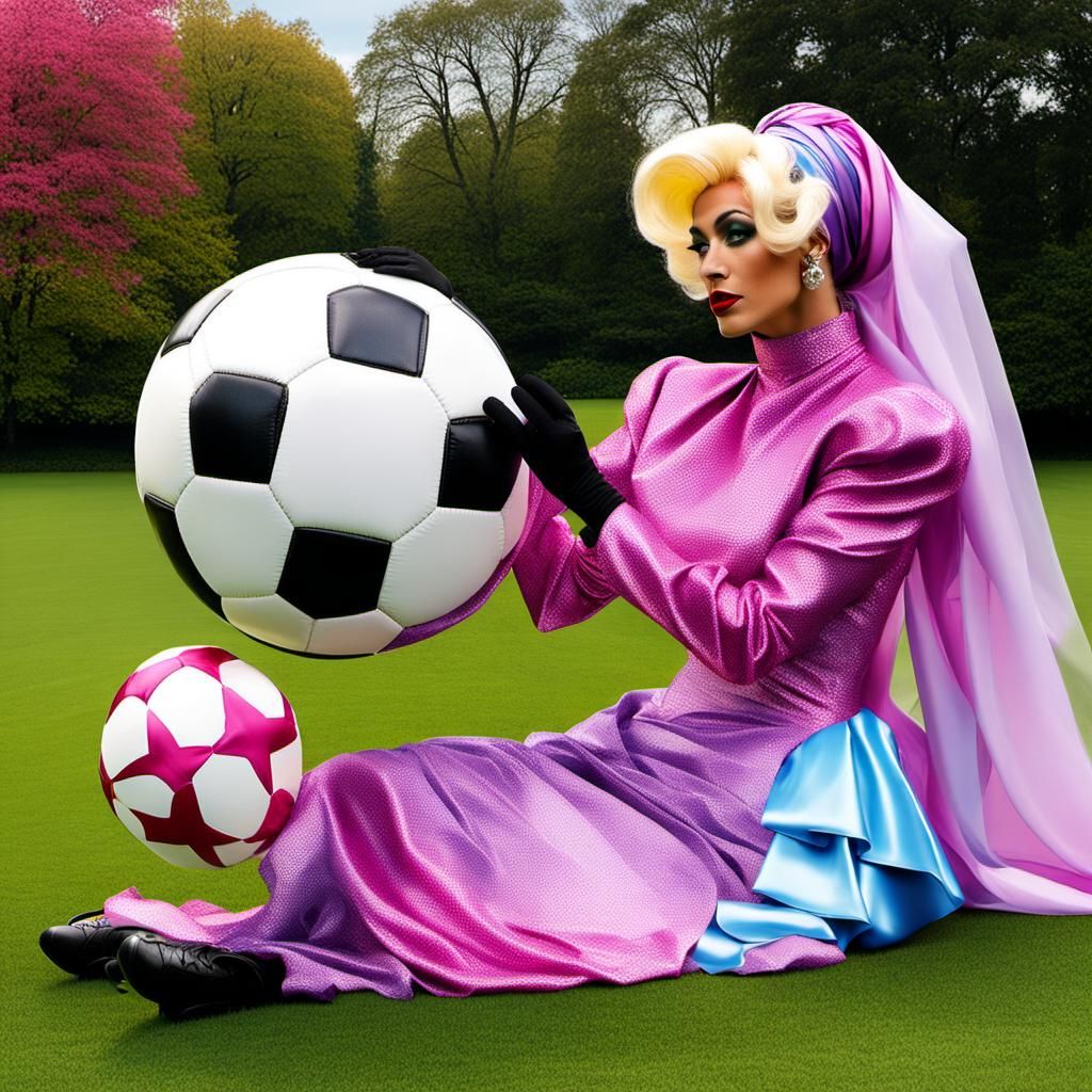 Extravagant Drag Queen Plays Sport in Satin Wonderland