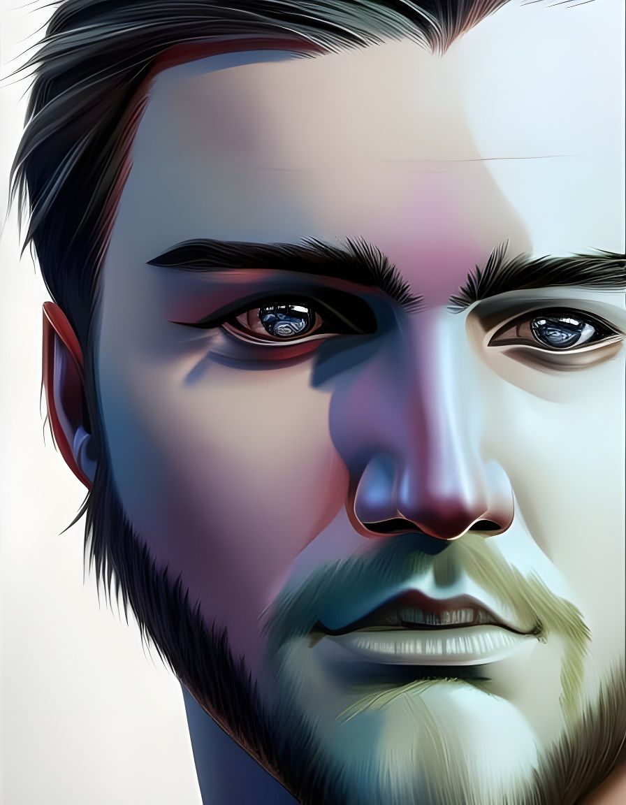 Intricately Detailed Portrait of Man with Side Lighting