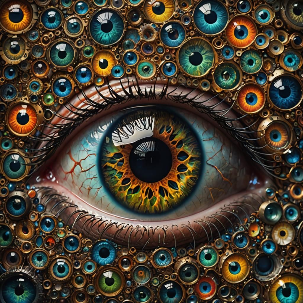 Surreal Eye Digital Collage with Vibrant Colors