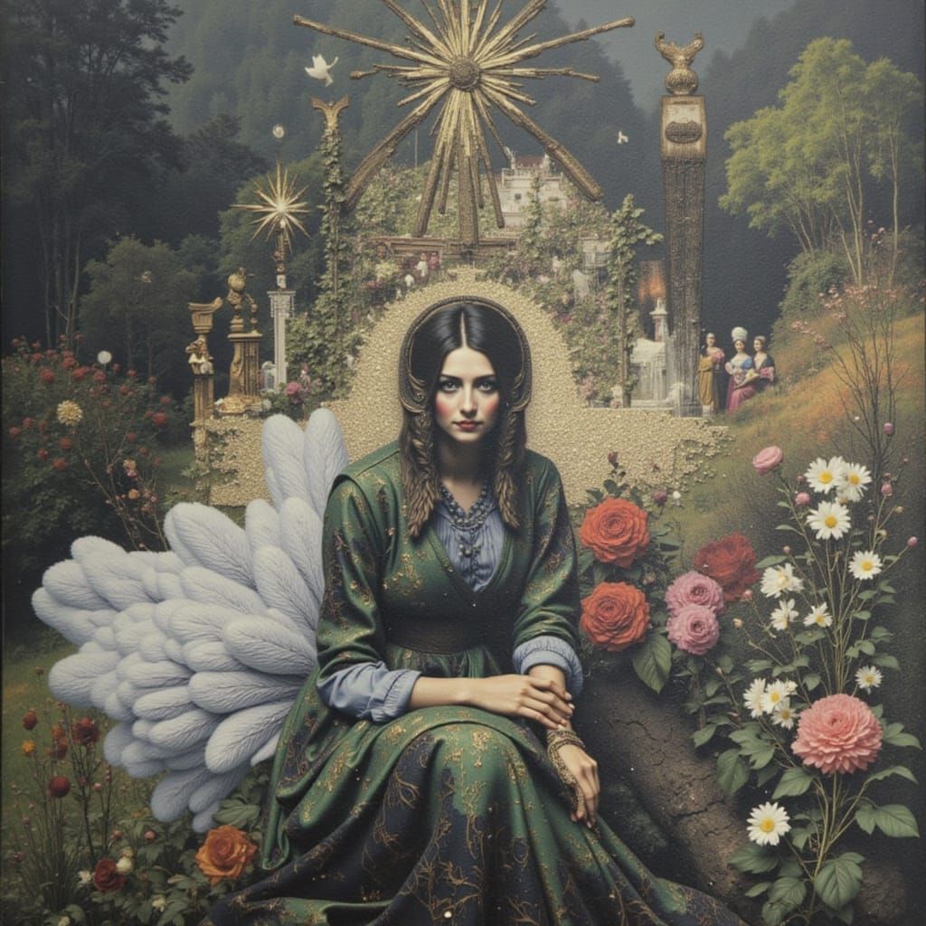 Abstract Paper Collage with Big Hair Elements