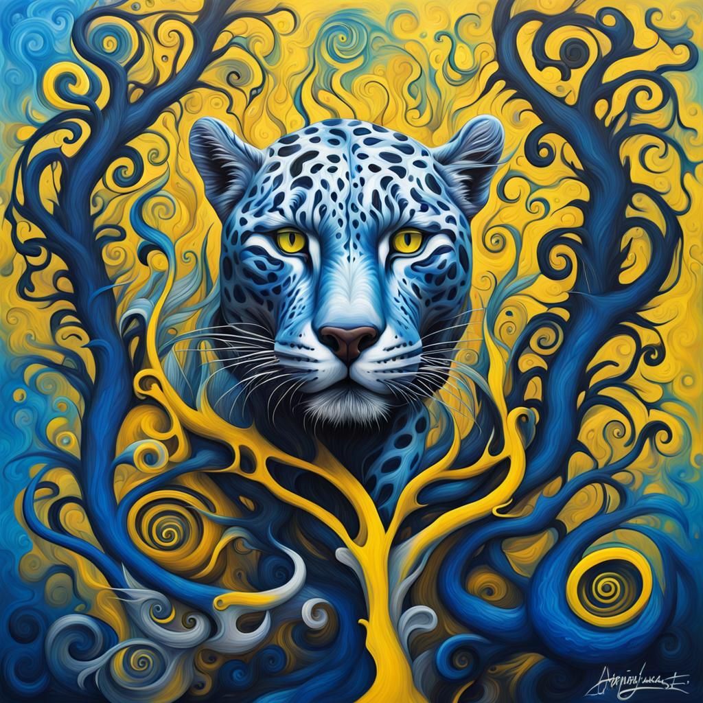Ayahuasca Jaguar Tree of Life in Oil Paint