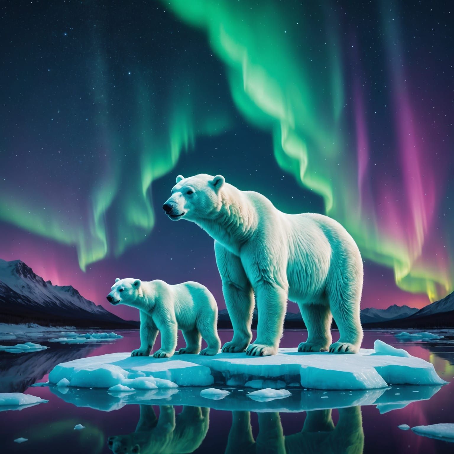 Holographic Polar Bears Under the Northern Lights