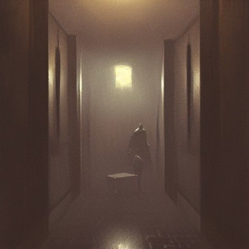 Sinister Lit Hallway in Digital Painting Style