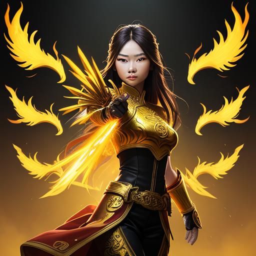 Young Vietnamese Woman with "Sunny Blaze" gauntlets, two int...