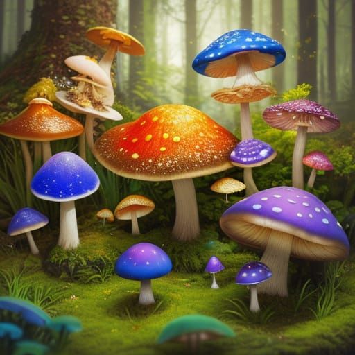 Enchanting Fairy Tale Forest with Crazy Mushrooms