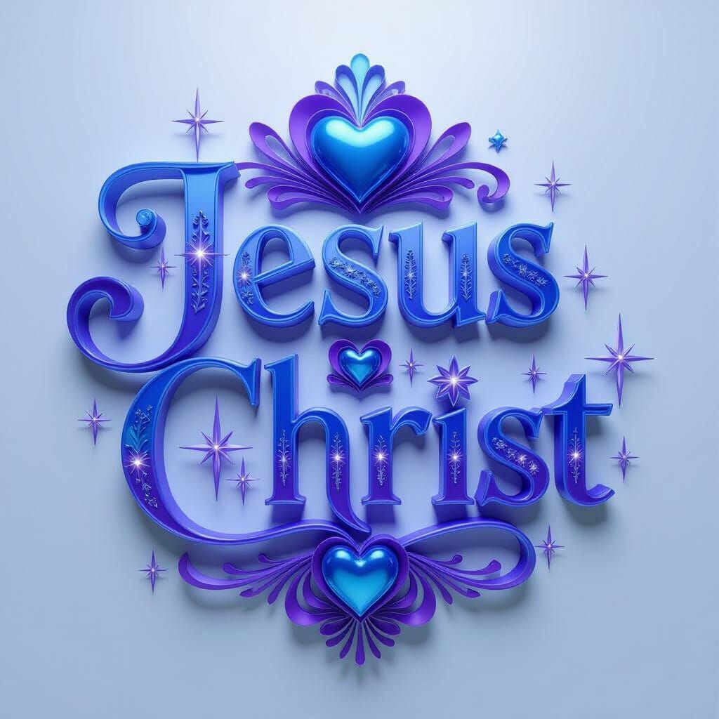 Luxurious 3D "Jesus Christ" Name Rendered with Shiny Accents