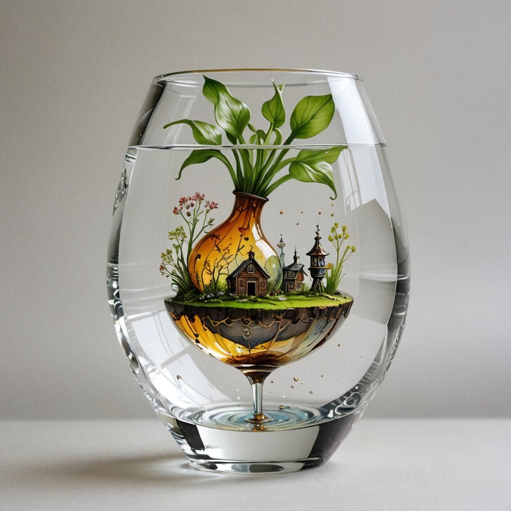 Steampunk Glass Figurine with Intricate Enamel Details