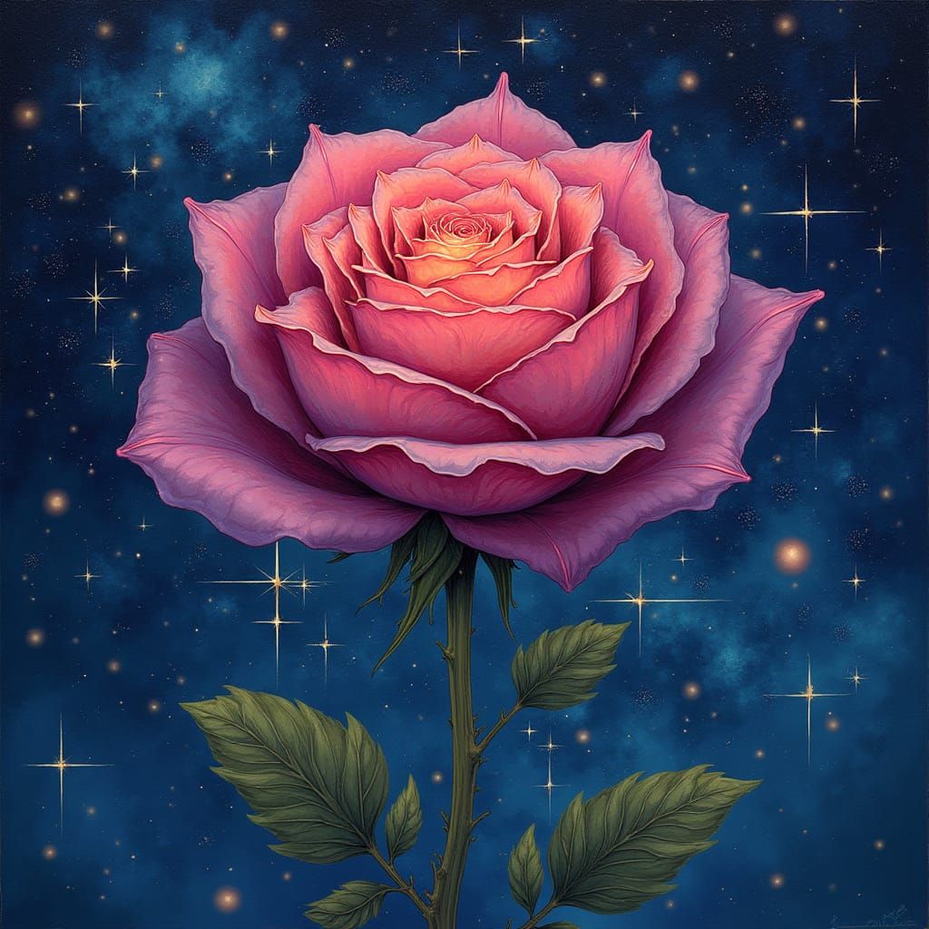 Celestial Rose: Stars, Nebulas, and Constellations