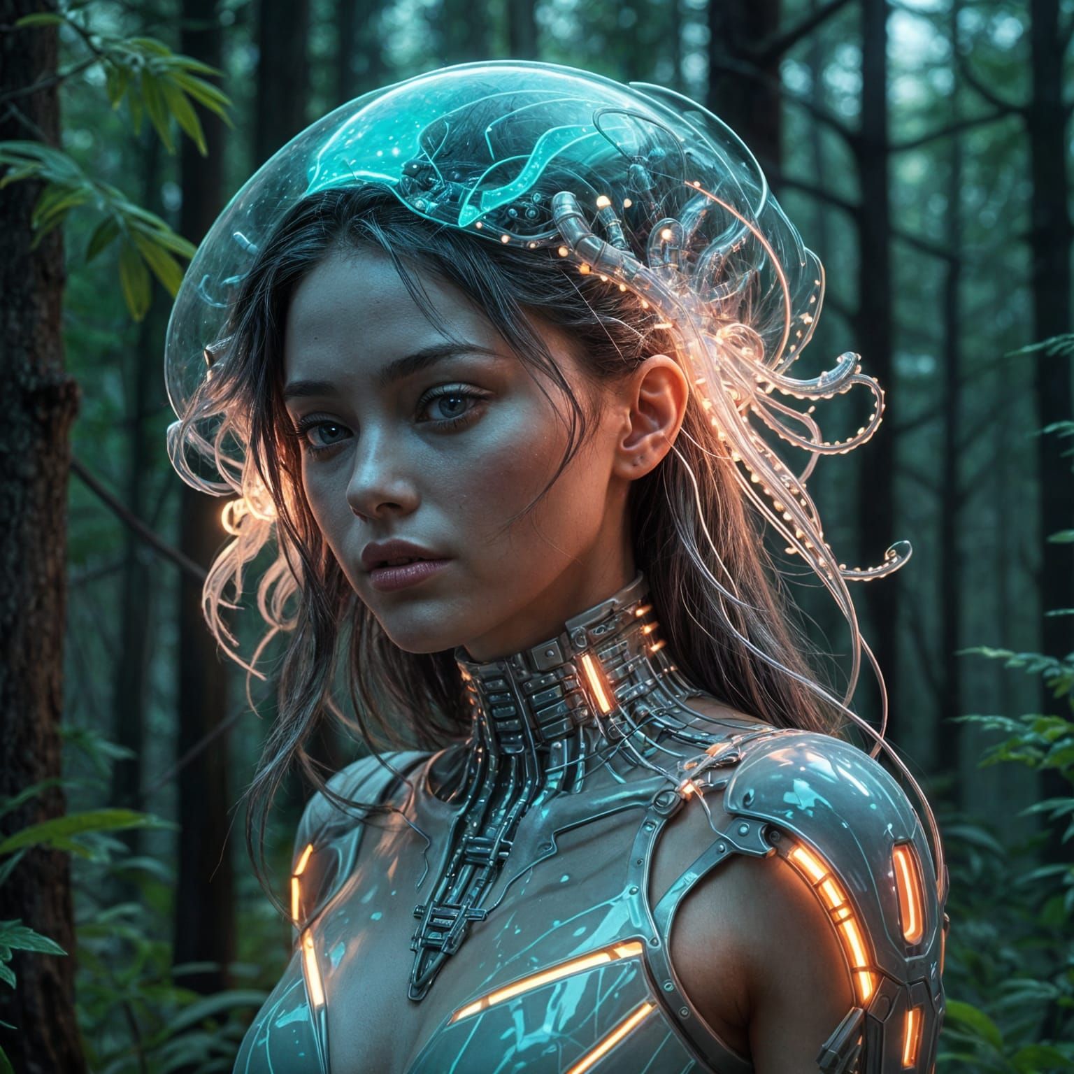 Cyberpunk Cyborg Nymph with DNA Jewelry