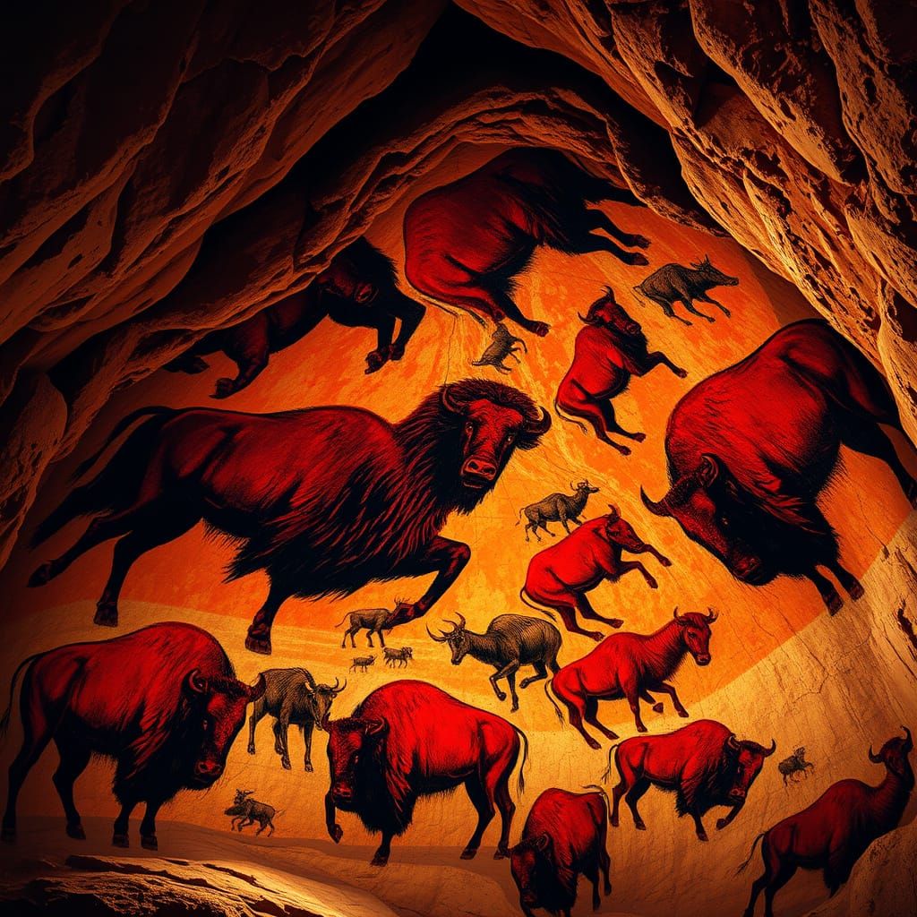 Surreal Upper Paleolithic Cave Art Depicts Majestic Bison an...