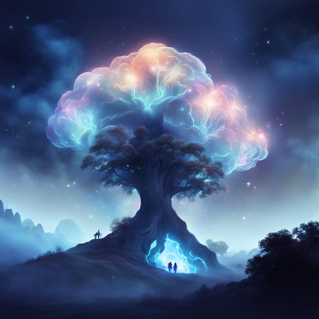 Galactic Space Fountain in Surreal Digital Art