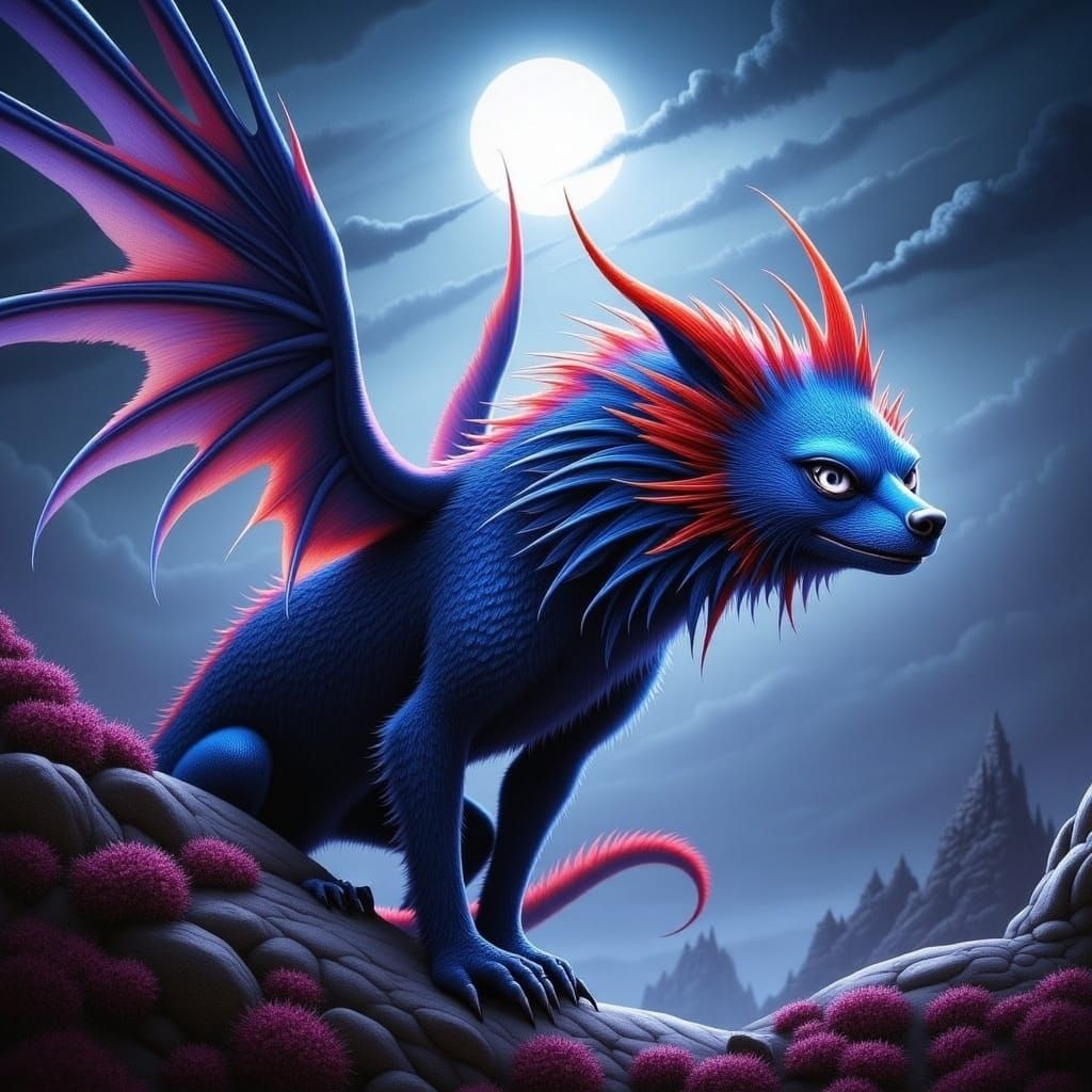 Mystical Creature with Iridescent Scales and Ethereal Wings