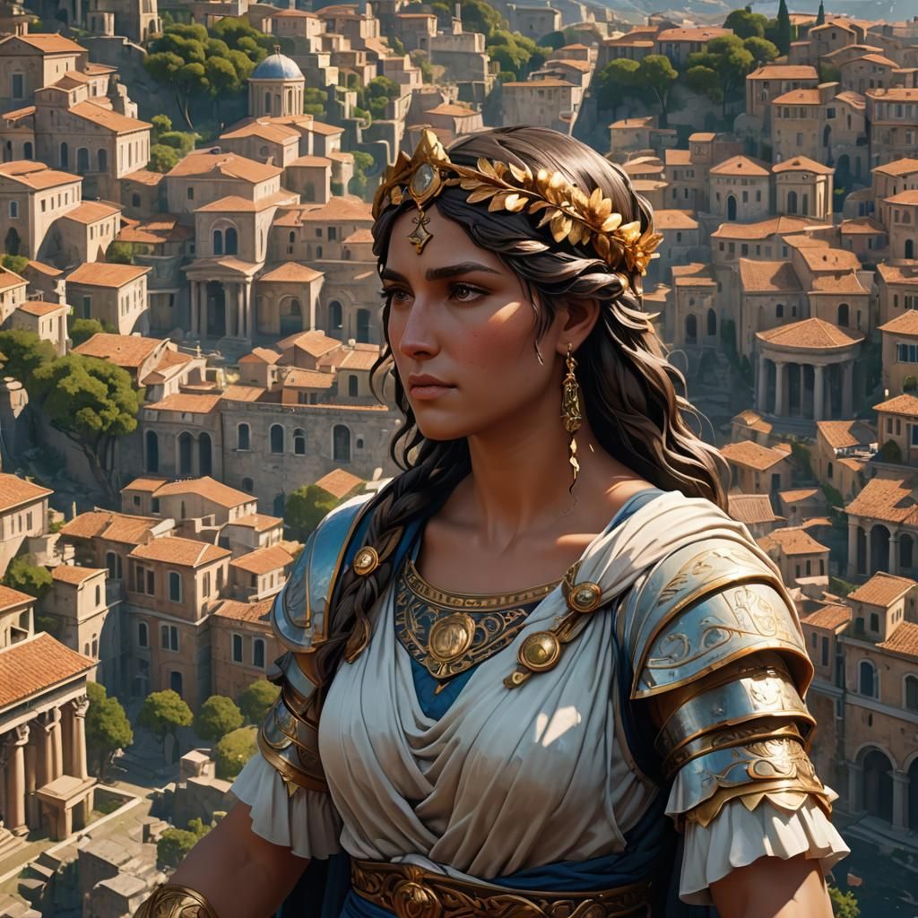 Classical Civilization Portrait in Art Nouveau Style