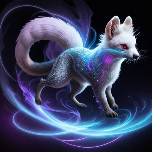 Ethereal Furry Critter in Iridescent Glow, Aerodynamic Pose