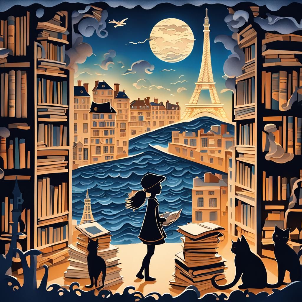 Paper Silhouette Girls: Reading, Running, Sailing