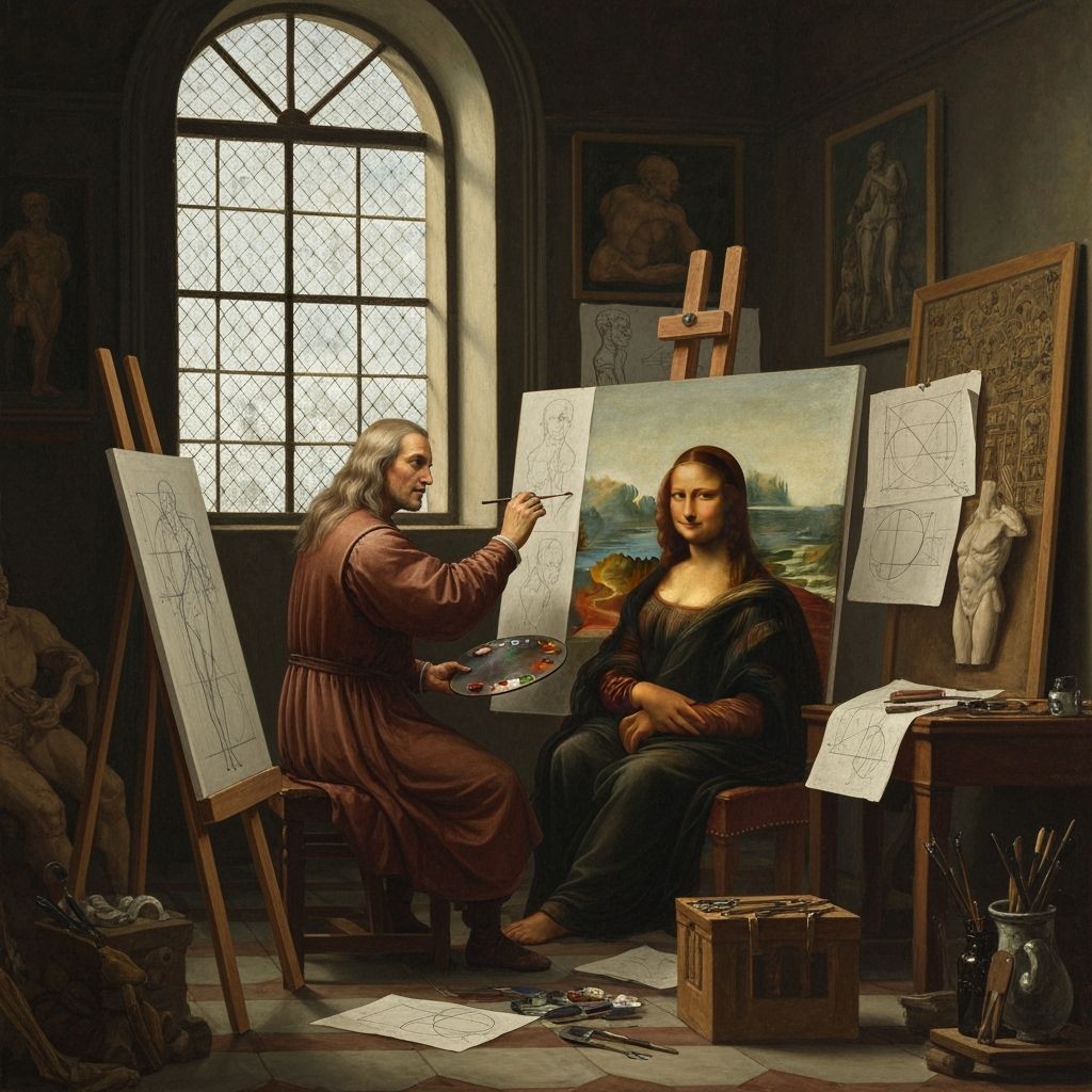 Mona Lisa with Golden Ratio in Renaissance Style