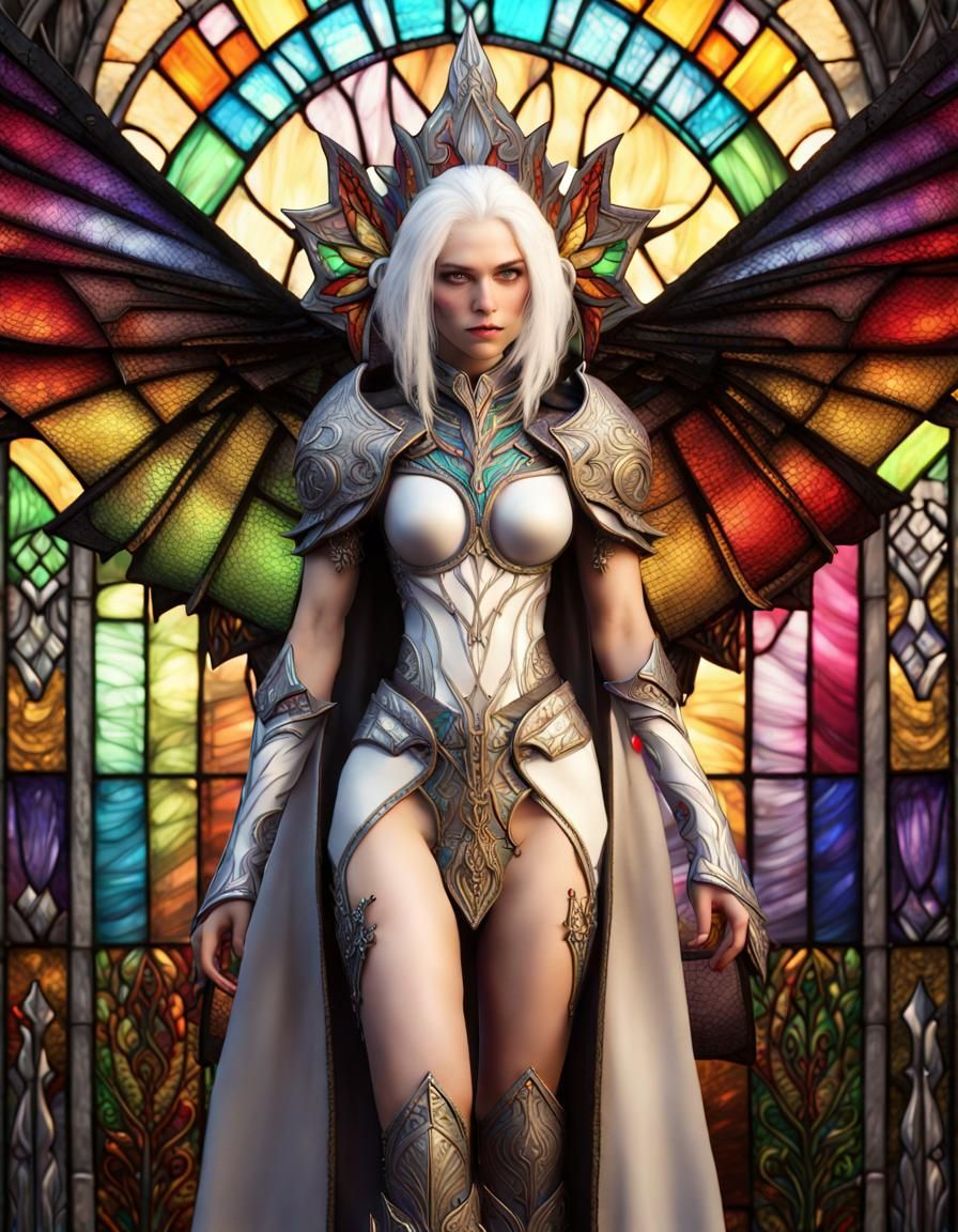 Drow Sorceress in Stained Glass Armor