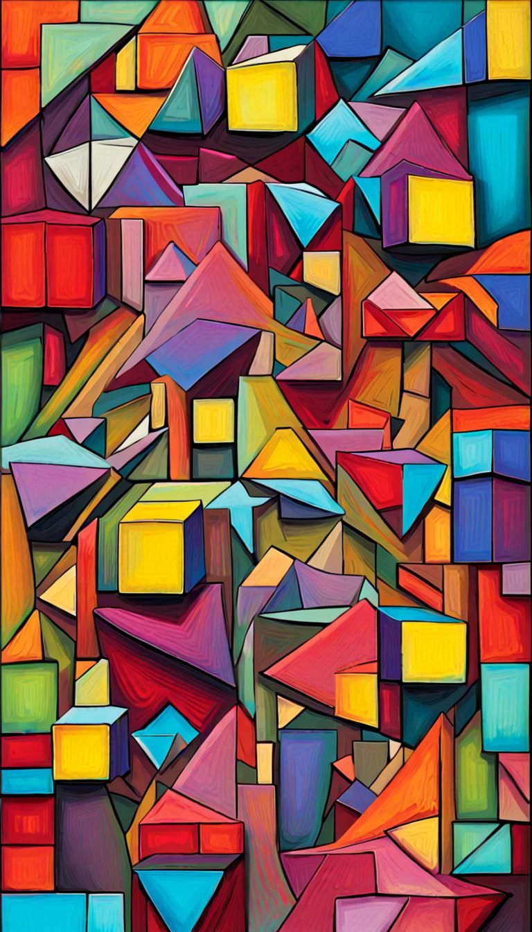 Four Distinct 3D Geometric Scenes in Neon