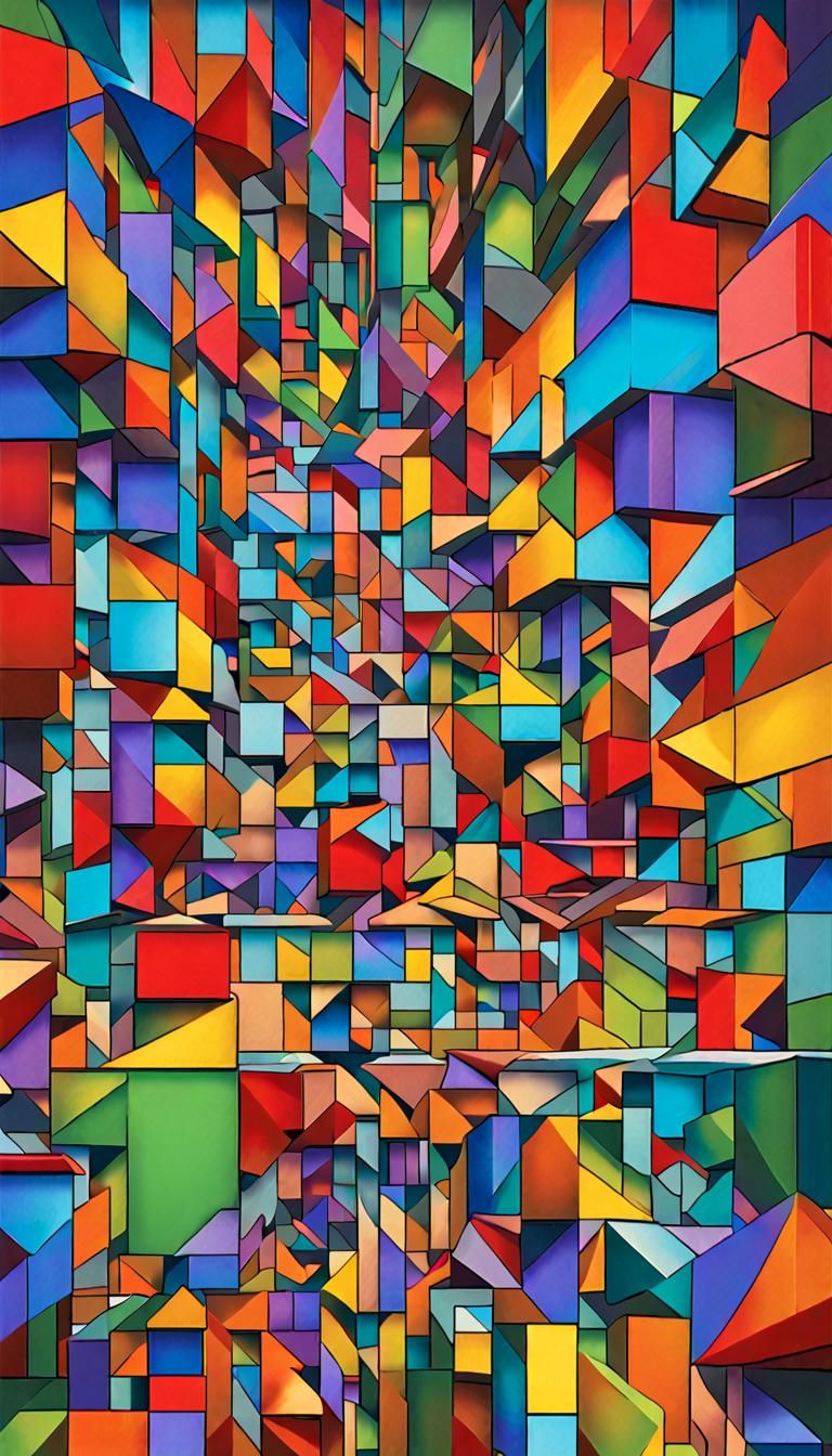 Vibrant 3D Renderings in Cubist Psychedelic Style