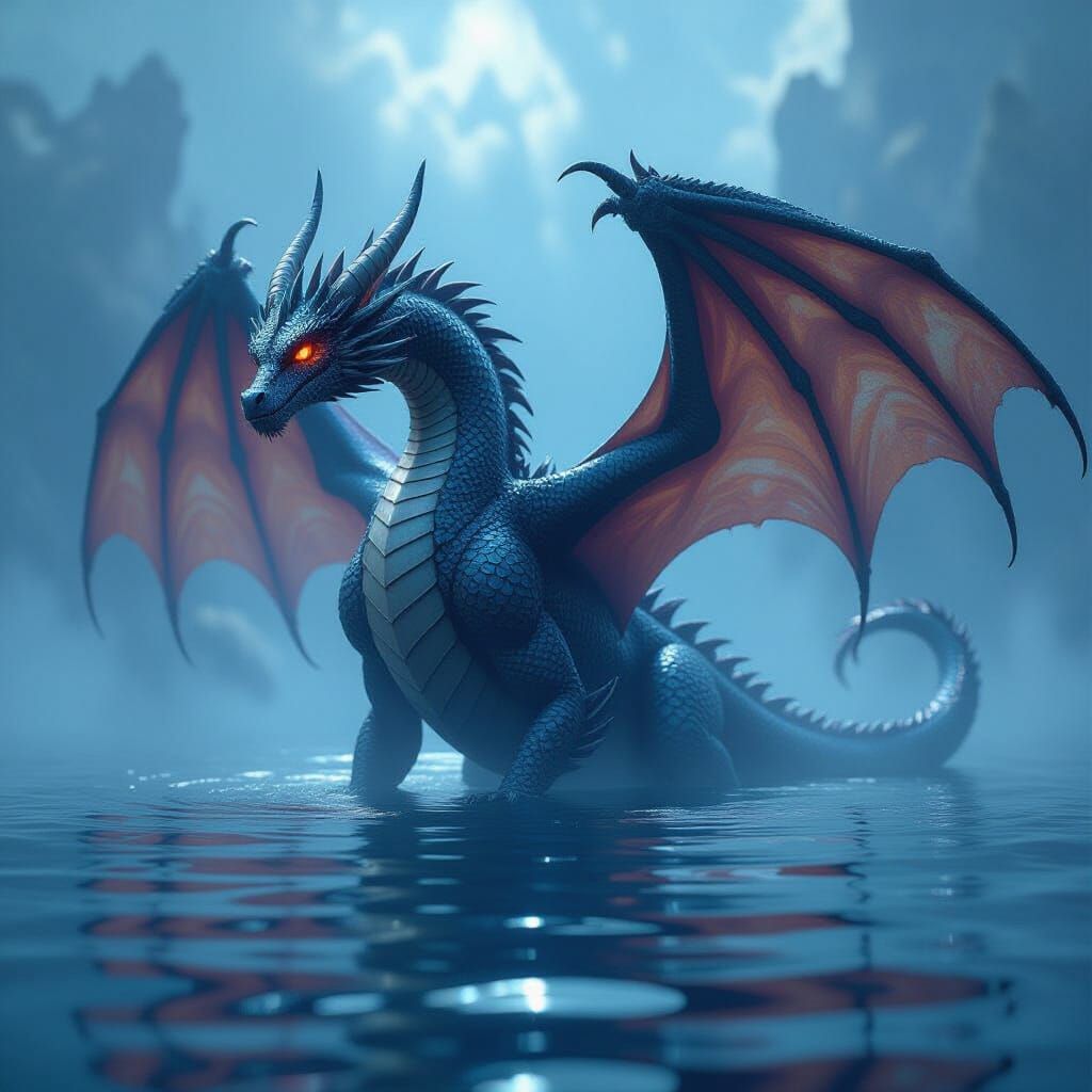 Demon Dragon Hybrid in Dreamlike Liminal Atmosphere