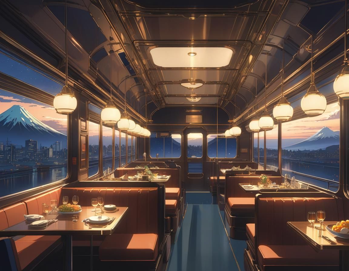 Sci-Fi Train Dining Car: Anime Key Visual