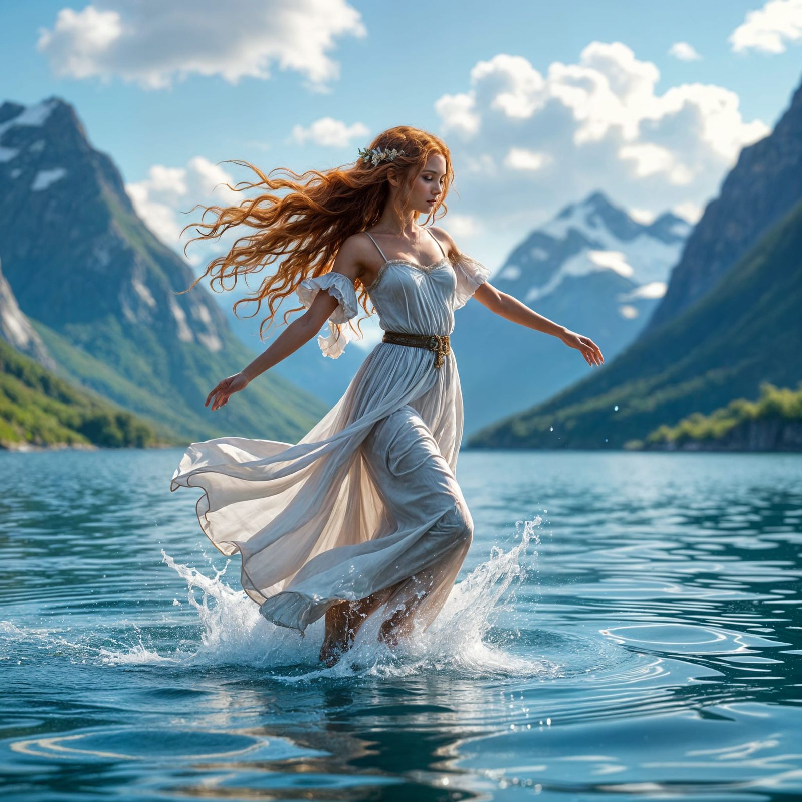 Copper Haired Fairy Dancing on Water